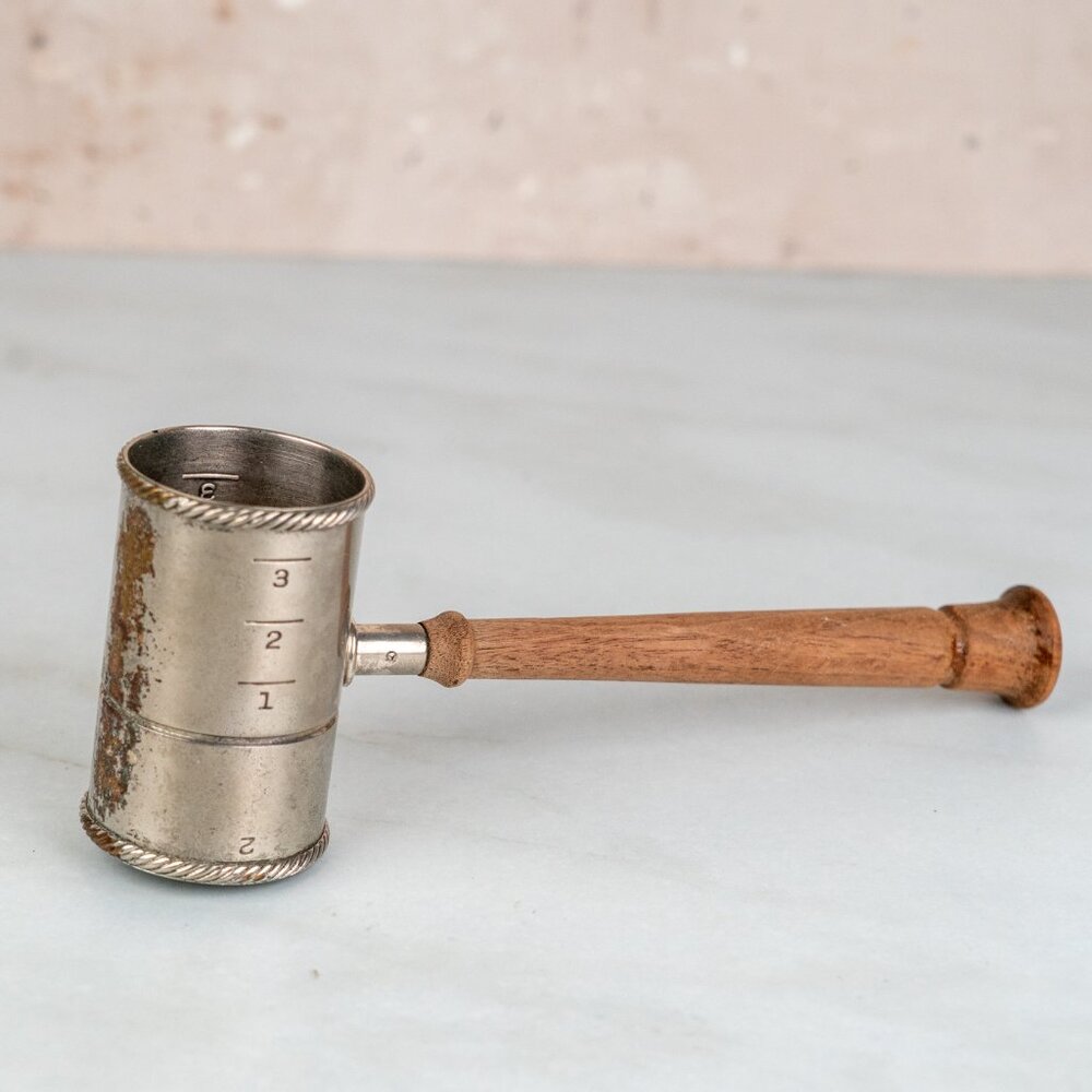 Vintage Napier Cocktail Measuring Silver Plated Gavel Jigger Wood Handle 1930's